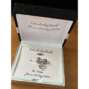 Sterling Silver Individuality Beads Charm Set of 3 - #1 Mom NEW